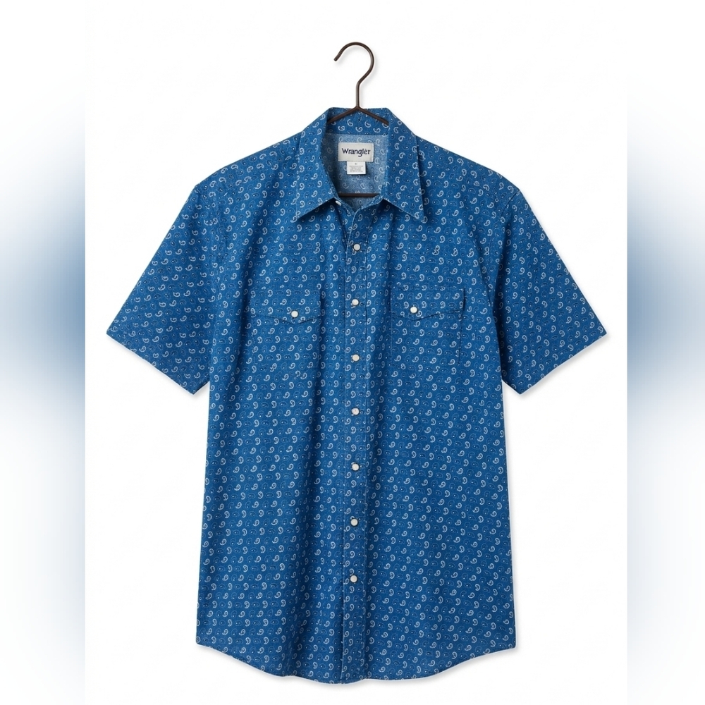 ​Wrangler Wrancher Men's Tall XL Pearl Snap Western Paisley Shirt New W/out Tags